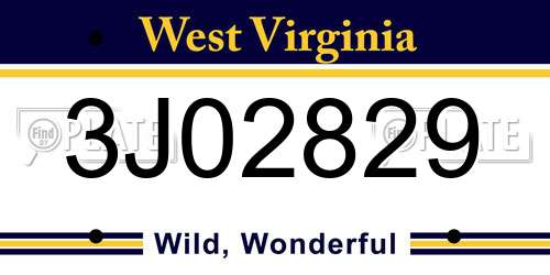 3J02829 West Virginia License Plate