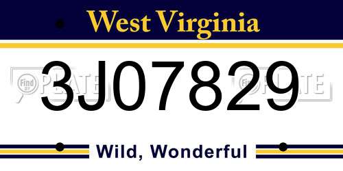3J07829 West Virginia License Plate