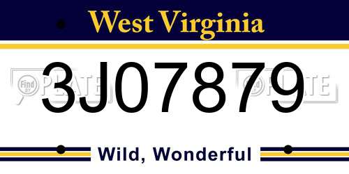 3J07879 West Virginia License Plate