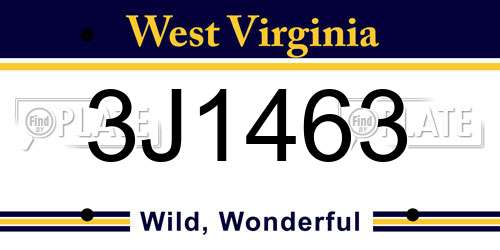 3J1463 West Virginia License Plate