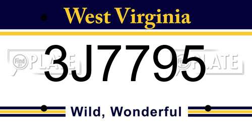 3J7795 West Virginia License Plate