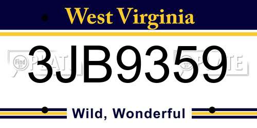 3JB9359 West Virginia License Plate