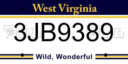 3JB9389 West Virginia License Plate