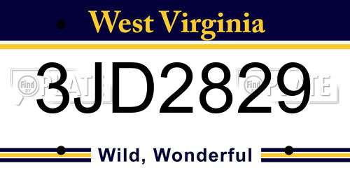 3JD2829 West Virginia License Plate