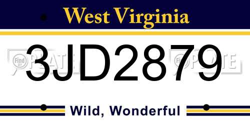 3JD2879 West Virginia License Plate
