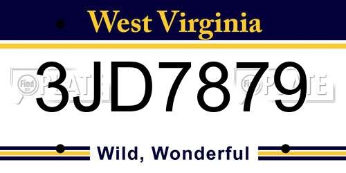 3JD7879 West Virginia License Plate