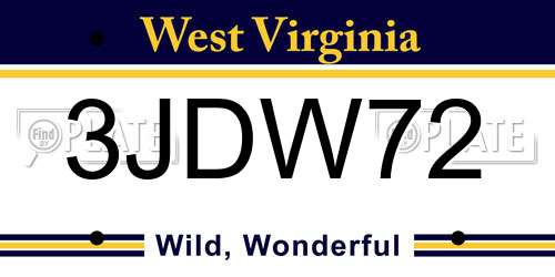 3JDW72 West Virginia License Plate