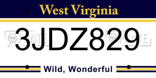 3JDZ829 West Virginia License Plate