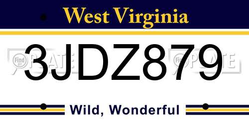 3JDZ879 West Virginia License Plate