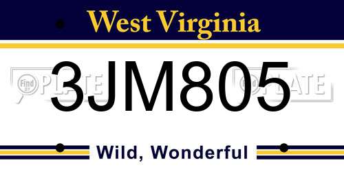 3JM805 West Virginia License Plate