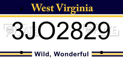 3JO2829 West Virginia License Plate