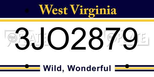 3JO2879 West Virginia License Plate