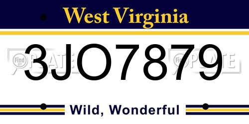 3JO7879 West Virginia License Plate