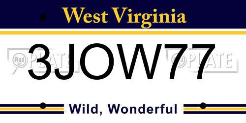 3JOW77 West Virginia License Plate