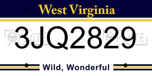 3JQ2829 West Virginia License Plate