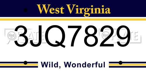 3JQ7829 West Virginia License Plate