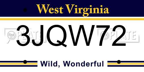3JQW72 West Virginia License Plate