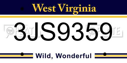 3JS9359 West Virginia License Plate