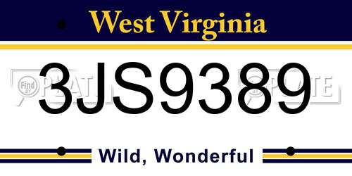 3JS9389 West Virginia License Plate