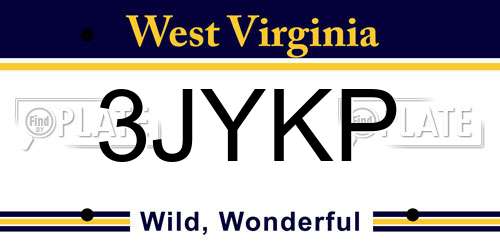 3JYKP West Virginia License Plate