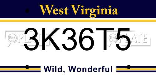 3K36T5 West Virginia License Plate