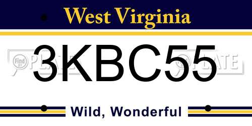 3KBC55 West Virginia License Plate