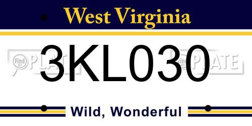 3KL030 West Virginia License Plate