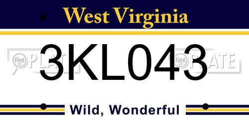 3KL043 West Virginia License Plate