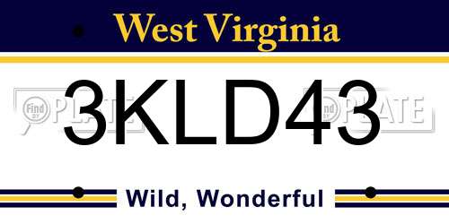 3KLD43 West Virginia License Plate