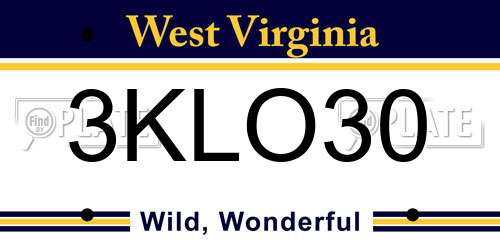 3KLO30 West Virginia License Plate