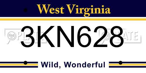 3KN628 West Virginia License Plate