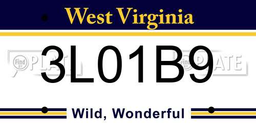 3L01B9 West Virginia License Plate