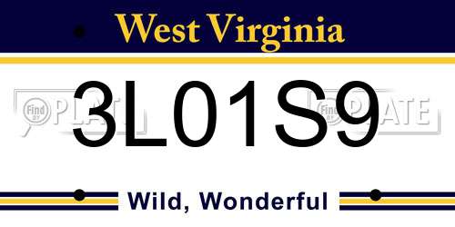 3L01S9 West Virginia License Plate