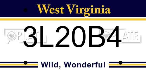 3L20B4 West Virginia License Plate