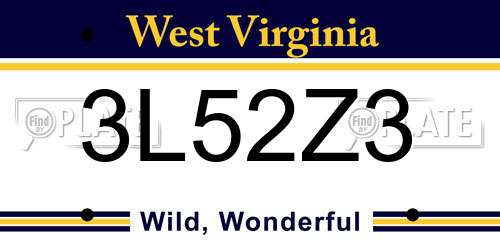 3L52Z3 West Virginia License Plate