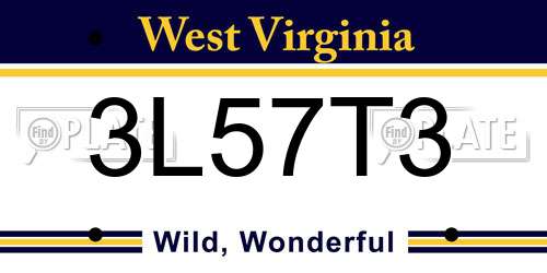 3L57T3 West Virginia License Plate