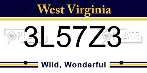 3L57Z3 West Virginia License Plate