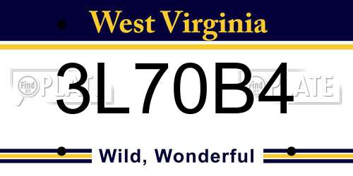 3L70B4 West Virginia License Plate