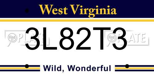 3L82T3 West Virginia License Plate