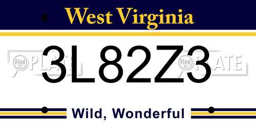 3L82Z3 West Virginia License Plate
