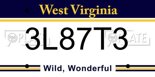 3L87T3 West Virginia License Plate
