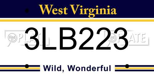 3LB223 West Virginia License Plate