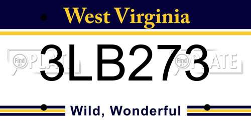 3LB273 West Virginia License Plate