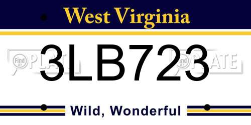 3LB723 West Virginia License Plate