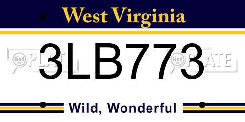 3LB773 West Virginia License Plate