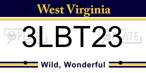 3LBT23 West Virginia License Plate