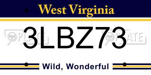 3LBZ73 West Virginia License Plate