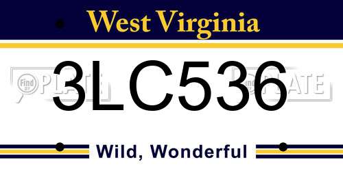 3LC536 West Virginia License Plate