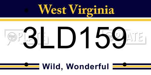3LD159 West Virginia License Plate