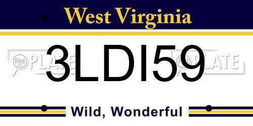 3LDI59 West Virginia License Plate